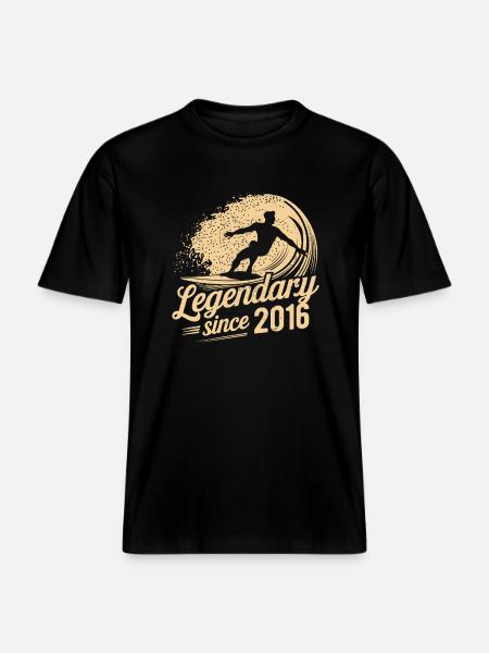 Legendary since 2016 Birthday Surfer - RELAXED FIT Unisex Organic T-Shirt - black