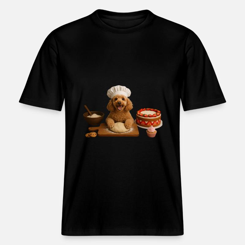Caniche Gâteau Cuisson Biscuits -  T-shirt unisexe RELAXED FIT en coton bio - noir