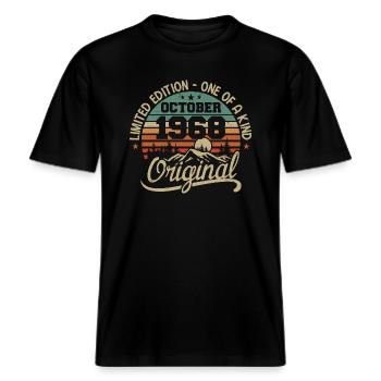 Oktober 1968 - Im Oktober 1968 werden Legenden geboren -  RELAXED FIT Unisex Organic T-Shirt - Schwarz - Vorne - Alina (178cm) & Michal (187cm)