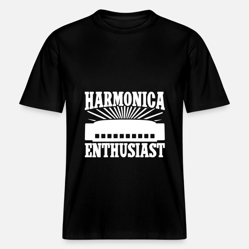 Harmonica Musican Enthusiast Harmonica -  RELAXED FIT Unisex Organic T-Shirt - black