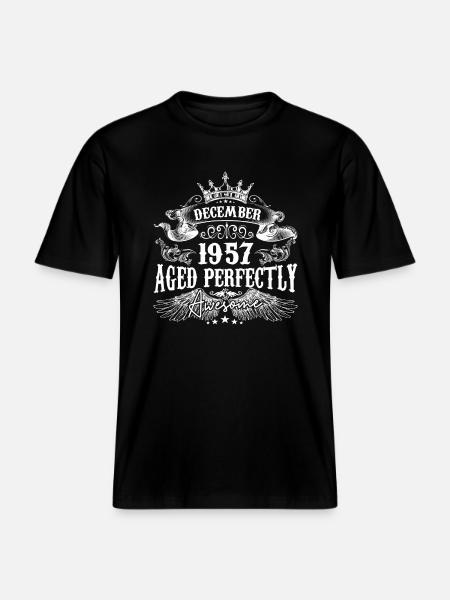 Décembre 1957 anniversaire 1957 Décembre -  T-shirt unisexe RELAXED FIT en coton bio - noir