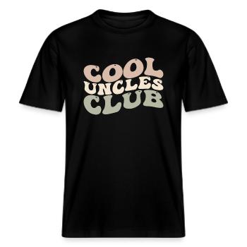Cooler Onkel Club | Coole Onkel , Neuer Onkel -  RELAXED FIT Unisex Organic T-Shirt - Schwarz - Vorne - Alina (178cm) & Michal (187cm)
