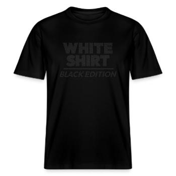 Weißes Shirt Black Edition -  RELAXED FIT Unisex Organic T-Shirt - Schwarz - Vorne - Alina (178cm) & Michal (187cm)