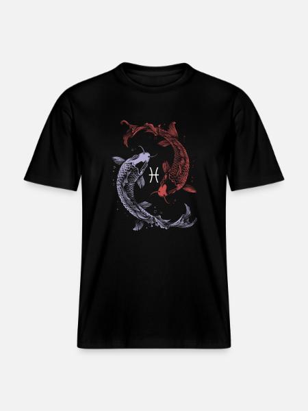 Sternzeichen Pisces Fische Symbol Astrologie -  RELAXED FIT Unisex Organic T-Shirt - Schwarz