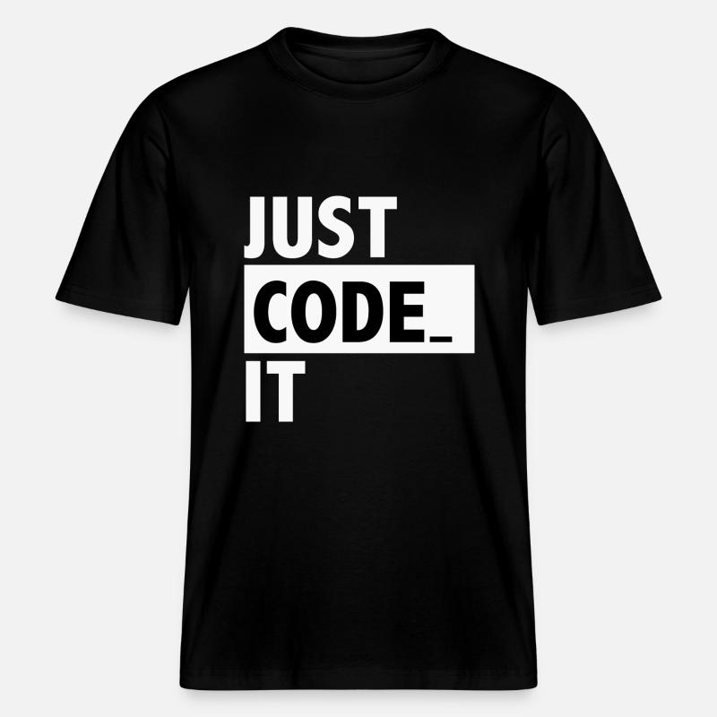 just code it -  RELAXED FIT Unisex Organic T-Shirt - black