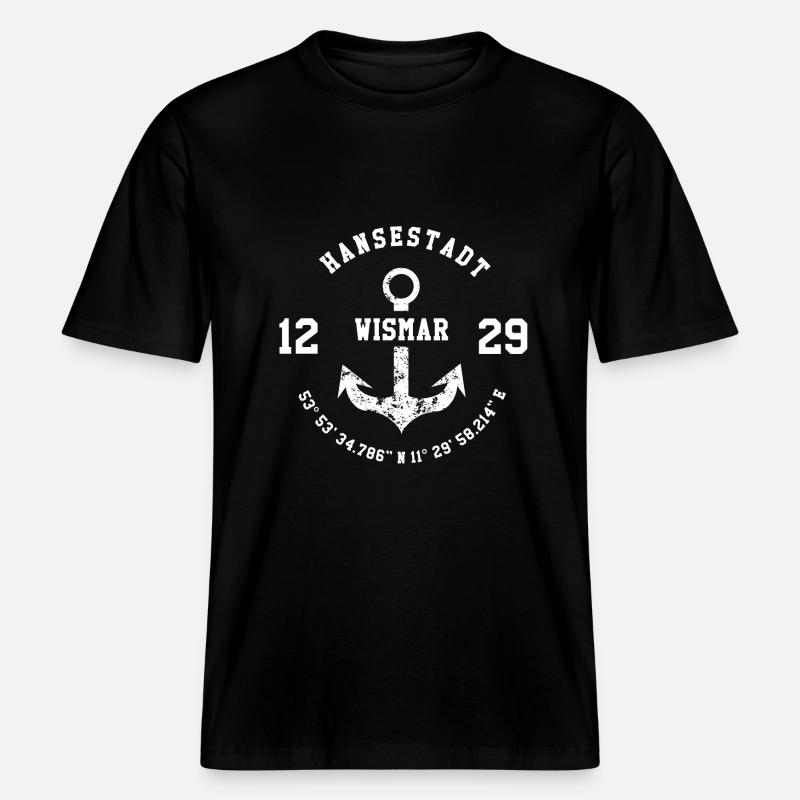 Hansestadt Wismar 1229 -  RELAXED FIT Unisex Organic T-Shirt - Schwarz