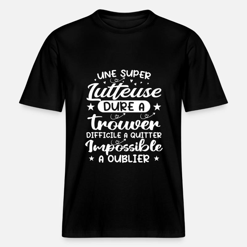 Une Super Lutteuse - Cadeau lutteuse -  T-shirt unisexe RELAXED FIT en coton bio - noir