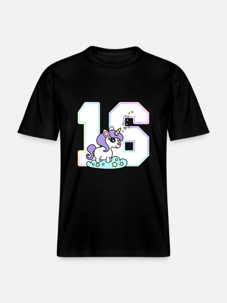 16 Nummer Einhorn - RELAXED FIT Unisex Organic T-Shirt - Schwarz