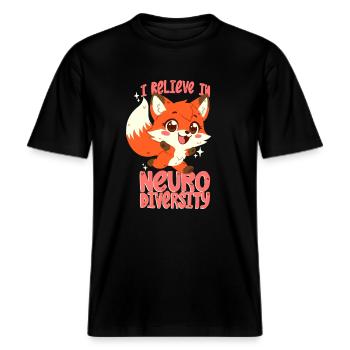 Neurodiversität -  RELAXED FIT Unisex Organic T-Shirt - Schwarz - Vorne - Alina (178cm) & Michal (187cm)