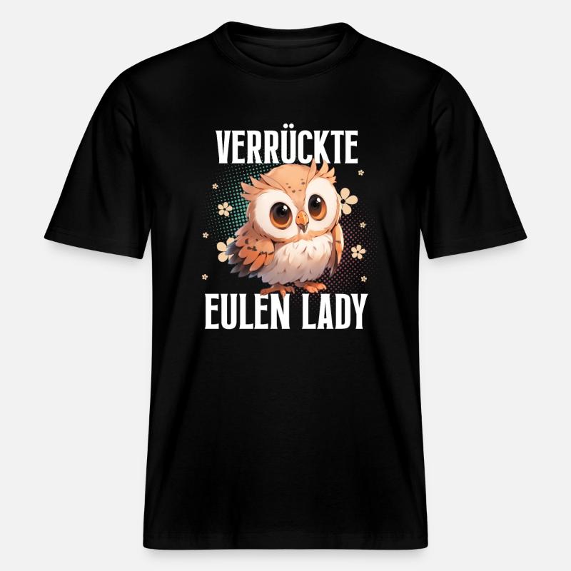 Crazy Owls Lady -  T-shirt unisexe RELAXED FIT en coton bio - noir