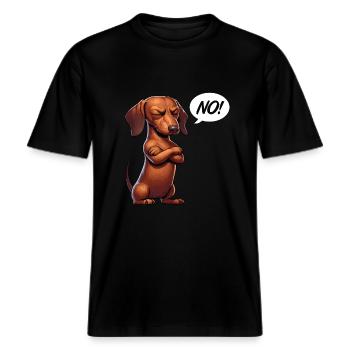 Pas de teckel Propriétaire de teckel Dachshund Lover Dachshund -  T-shirt unisexe RELAXED FIT en coton bio - noir - Devant - Alina (178cm) & Michal (187cm)