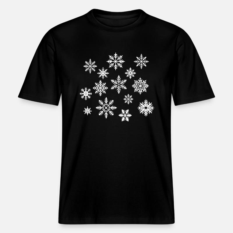 Flocons de neige blanc -  T-shirt unisexe RELAXED FIT en coton bio - noir