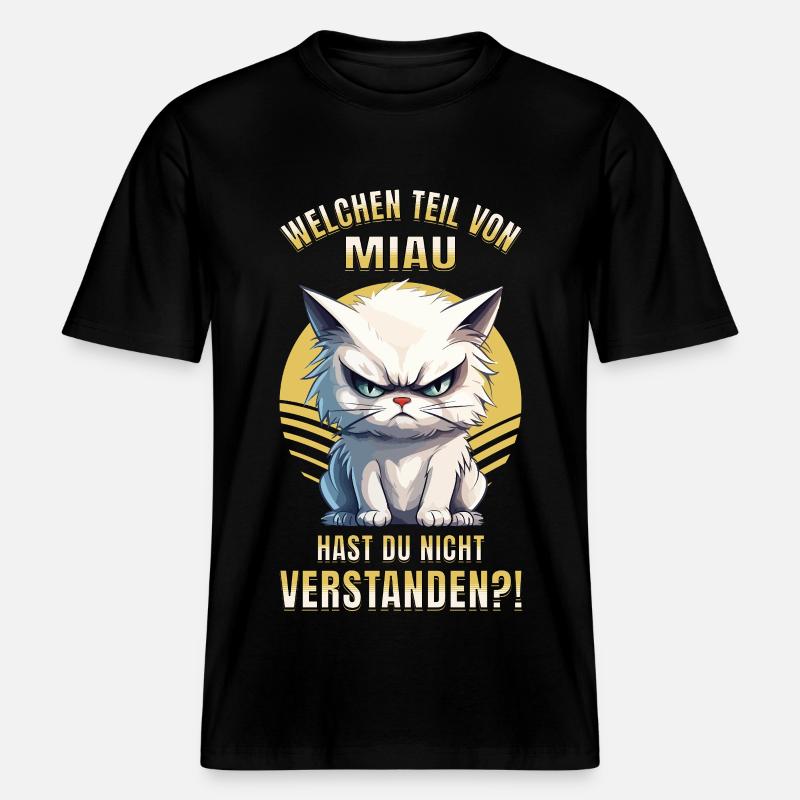 Chat, , , , Miaou, Drôle -  T-shirt unisexe RELAXED FIT en coton bio - noir