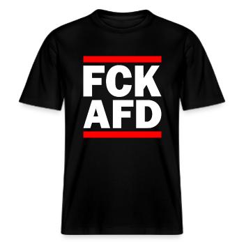 Fuck afd -  RELAXED FIT Unisex Organic T-Shirt - Schwarz - Vorne - Alina (178cm) & Michal (187cm)