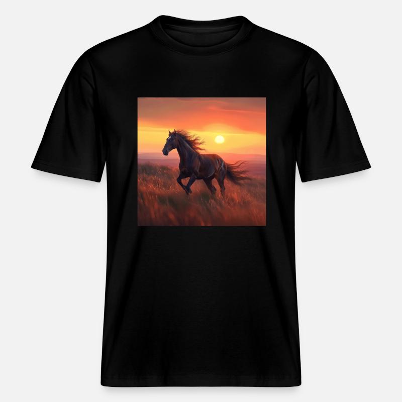 Cheval -  T-shirt unisexe RELAXED FIT en coton bio - noir