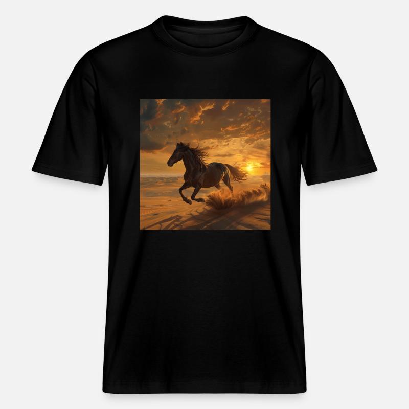 Cheval -  T-shirt unisexe RELAXED FIT en coton bio - noir