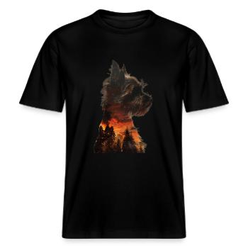 Yorkshire Terrier -  RELAXED FIT Unisex Organic T-Shirt - black - Front - Alina (178cm) & Michal (187cm)