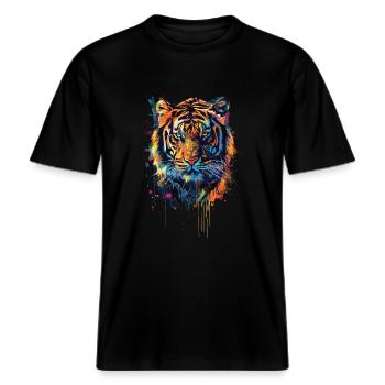 Tiger -  Økologisk unisex T-shirt RELAXED FIT - sort - Foran - Alina (178cm) & Michal (187cm)
