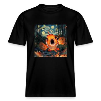 Clownfisch -  RELAXED FIT Unisex Organic T-Shirt - Schwarz - Vorne - Alina (178cm) & Michal (187cm)