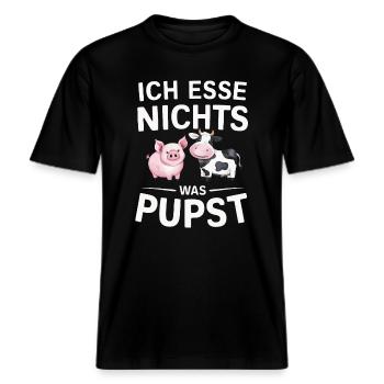 Vegetarier Veganer Tierschutz Tierrecht Veggie -  RELAXED FIT Unisex Organic T-Shirt - Schwarz - Vorne - Alina (178cm) & Michal (187cm)