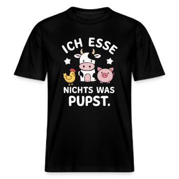 Vegetarier Veganer Tierschutz Tierrecht Veggie -  RELAXED FIT Unisex Organic T-Shirt - Schwarz - Vorne - Alina (178cm) & Michal (187cm)