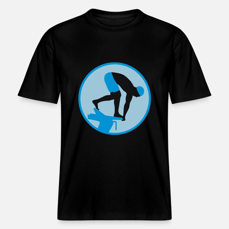 swimming_man_022013_b_2c -  T-shirt unisexe RELAXED FIT en coton bio - noir