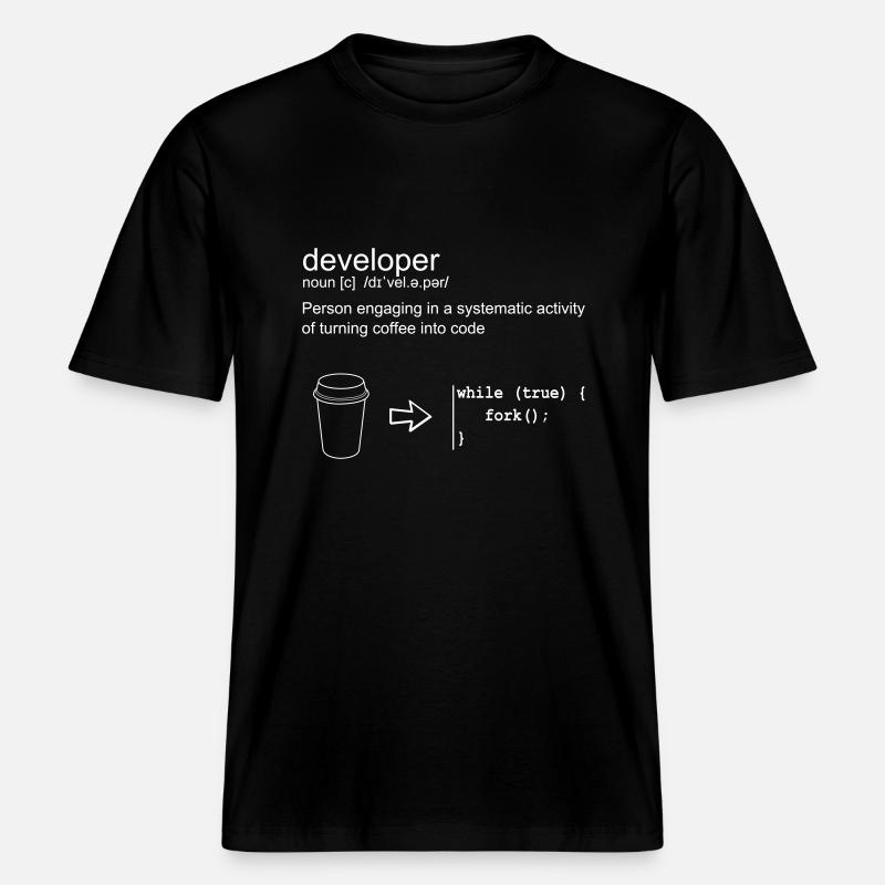 Developer & coffee -  T-shirt unisexe RELAXED FIT en coton bio - noir