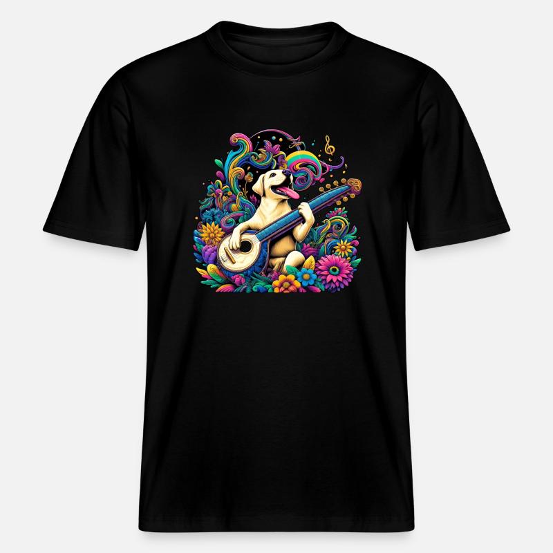 Labrador String Magic -  T-shirt unisexe RELAXED FIT en coton bio - noir