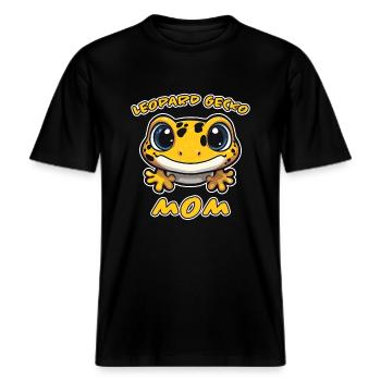 Leopardgecko Spruch Lustiges Leopardgecko Geschenk -  RELAXED FIT Unisex Organic T-Shirt - Schwarz - Vorne - Alina (178cm) & Michal (187cm)