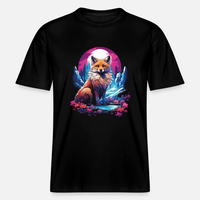 Fantay Fox Magic Fox -  RELAXED FIT Unisex Organic T-Shirt - black