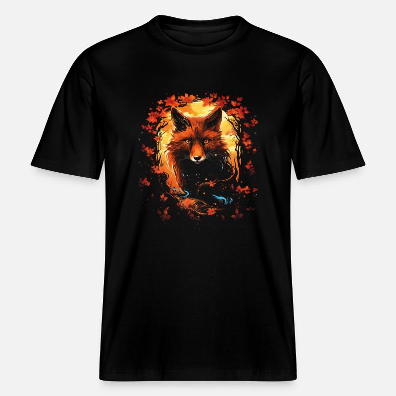 Fantay Fox Magic Fox -  RELAXED FIT Unisex Organic T-Shirt - black