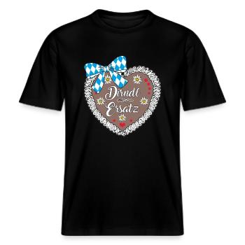 Dirndl Ersatz Lebkuchenherz Mädchen Damen Trachten -  RELAXED FIT Unisex Organic T-Shirt - Schwarz - Vorne - Alina (178cm) & Michal (187cm)