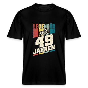 49. Geburtstag Legendär Seit 49 Jahren Legende 49 -  RELAXED FIT Unisex Organic T-Shirt - Schwarz - Vorne - Alina (178cm) & Michal (187cm)