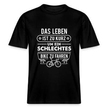 Gutes Fahrrad Fahrradfahren -  RELAXED FIT Unisex Organic T-Shirt - Schwarz - Vorne - Alina (178cm) & Michal (187cm)