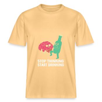 Lebensmittel Ernährung Nahrungsmittel -  RELAXED FIT Unisex Organic T-Shirt - Hellgelb - Vorne - Alina (178cm) & Michal (187cm)