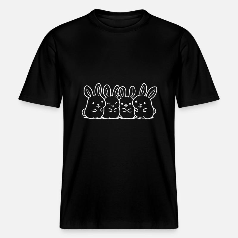 Équipe de lapins mignons -  T-shirt unisexe RELAXED FIT en coton bio - noir