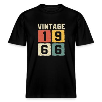 Vintage 1966 Born 1966 -  RELAXED FIT Unisex Organic T-Shirt - black - Front - Alina (178cm) & Michal (187cm)