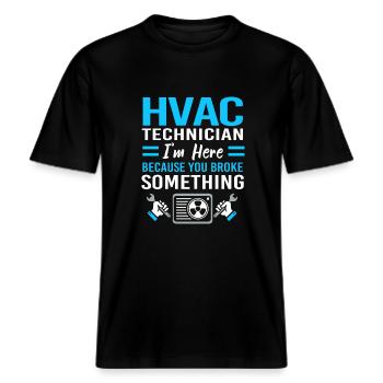 Heizung Klimatechniker Techniker Kältetechniker -  RELAXED FIT Unisex Organic T-Shirt - Schwarz - Vorne - Alina (178cm) & Michal (187cm)