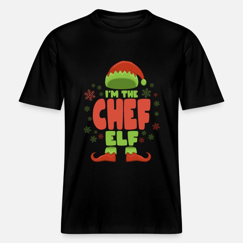 Chef Elfe de Noël -  T-shirt unisexe RELAXED FIT en coton bio - noir