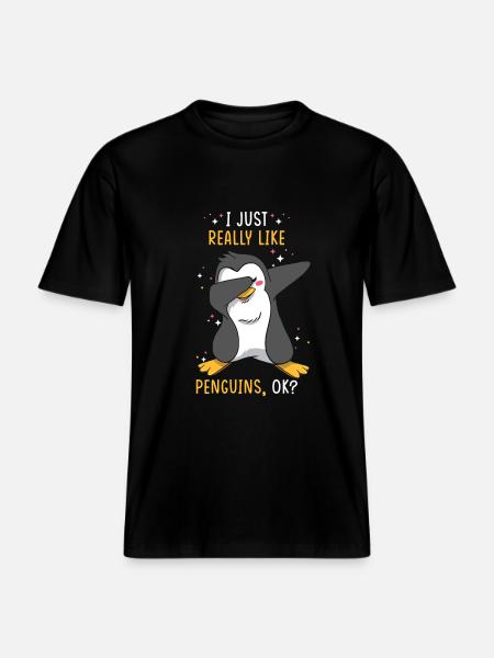 Penguin Love Penguin Saying - RELAXED FIT Unisex Organic T-Shirt - black