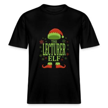 Lecturer Christmas Elf -  RELAXED FIT Unisex Organic T-Shirt - black - Front - Alina (178cm) & Michal (187cm)