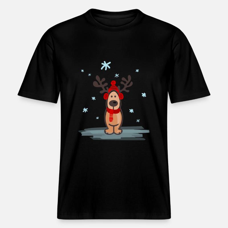 Weihnachten - Elch -  RELAXED FIT Unisex Organic T-Shirt - Schwarz