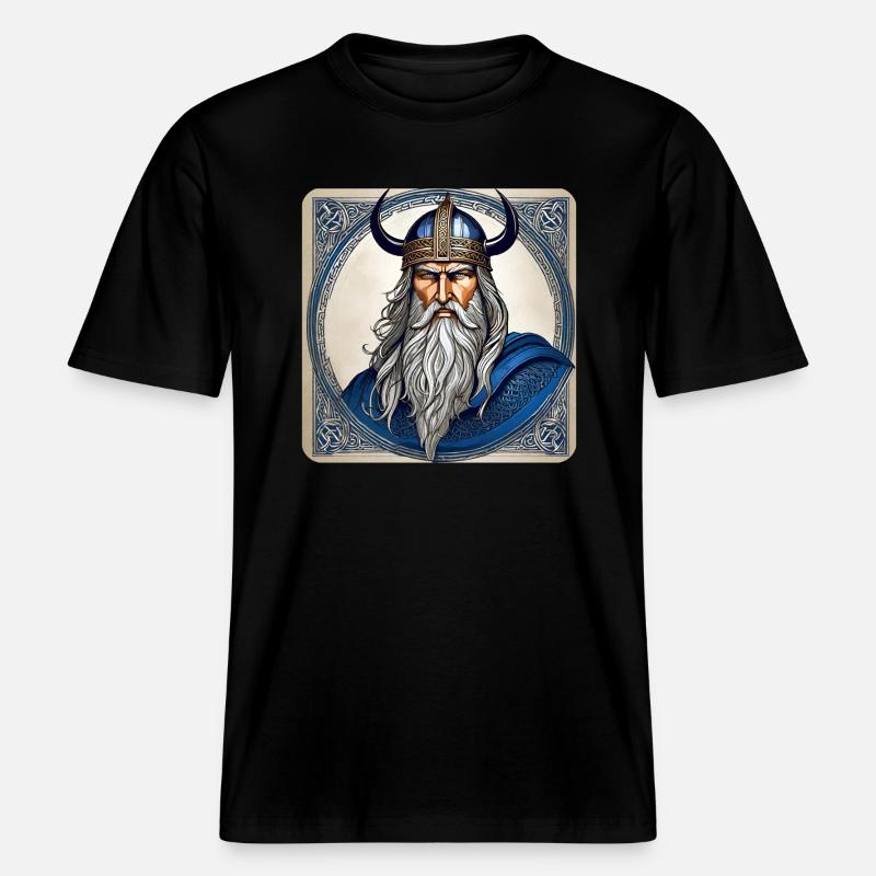 Stolzer Wikinger mit Hörner Helm - RELAXED FIT Unisex Organic T-Shirt - Schwarz