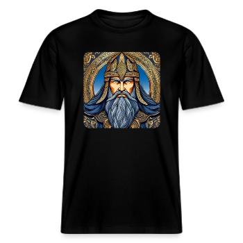 Stolzer Wikinger -  RELAXED FIT Unisex Organic T-Shirt - Schwarz - Vorne - Alina (178cm) & Michal (187cm)