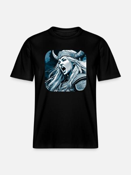 Fière Viking Germanin Shieldmaiden -  T-shirt unisexe RELAXED FIT en coton bio - noir