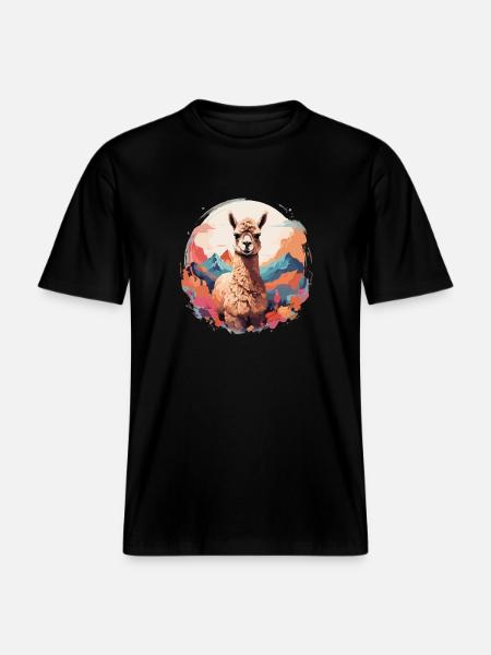 Alpaca Llama Cool magnificent background -  RELAXED FIT Unisex Organic T-Shirt - black