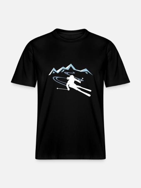 Skifahrerin Berge - RELAXED FIT Unisex Organic T-Shirt - Schwarz