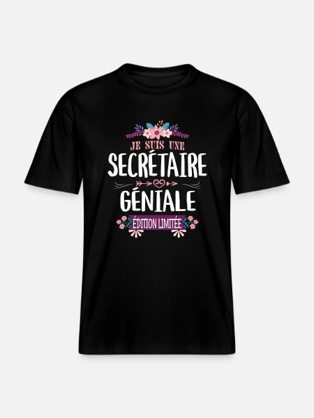 Édition Limitée Secrétaire Géniale -  T-shirt unisexe RELAXED FIT en coton bio - noir
