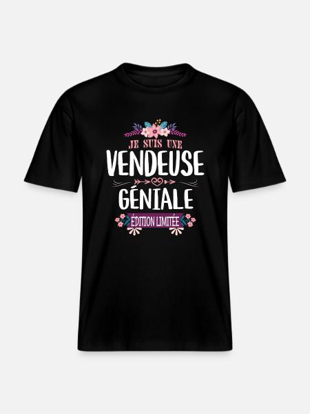 Édition Limitée Vendeuse Géniale - T-shirt unisexe RELAXED FIT en coton bio - noir