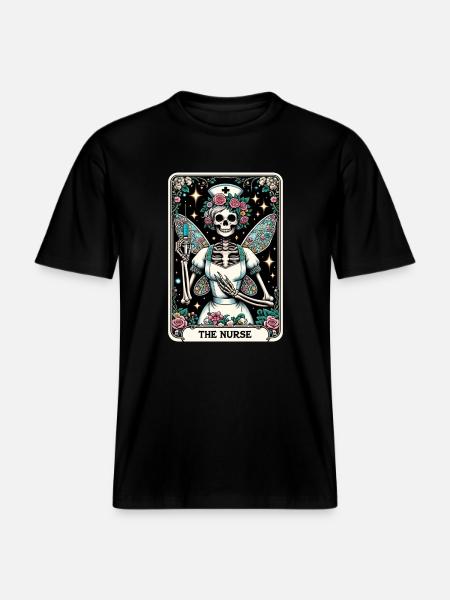 Skelett Karte Frau Krankenschwester - RELAXED FIT Unisex Organic T-Shirt - Schwarz